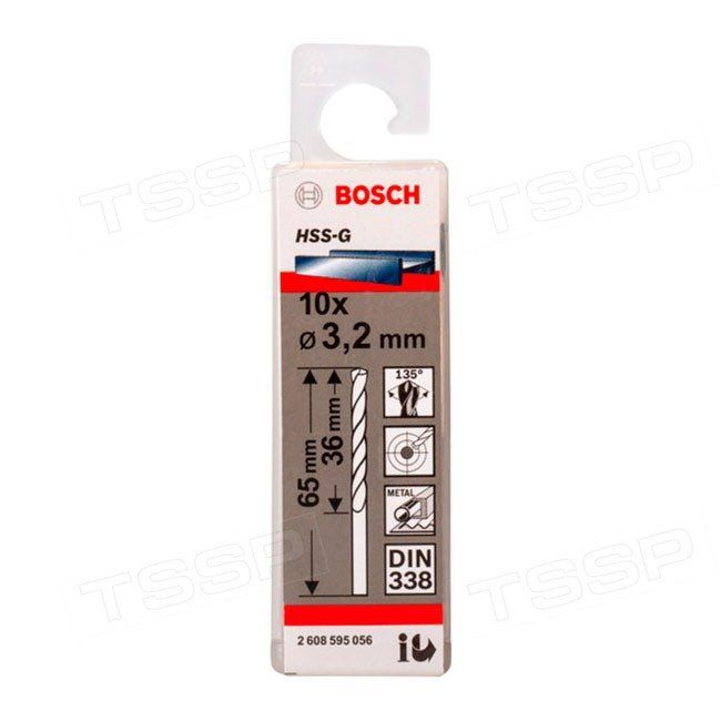 Набор сверло по металлу Bosch 3.2 мм 10  шт HSS-G Standard 2608595056