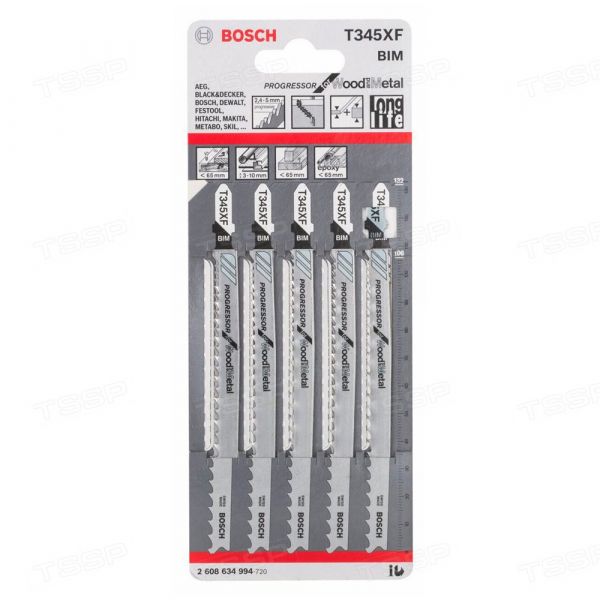 Пилки для лобзика Bosch T345 XF BIM 2608634994